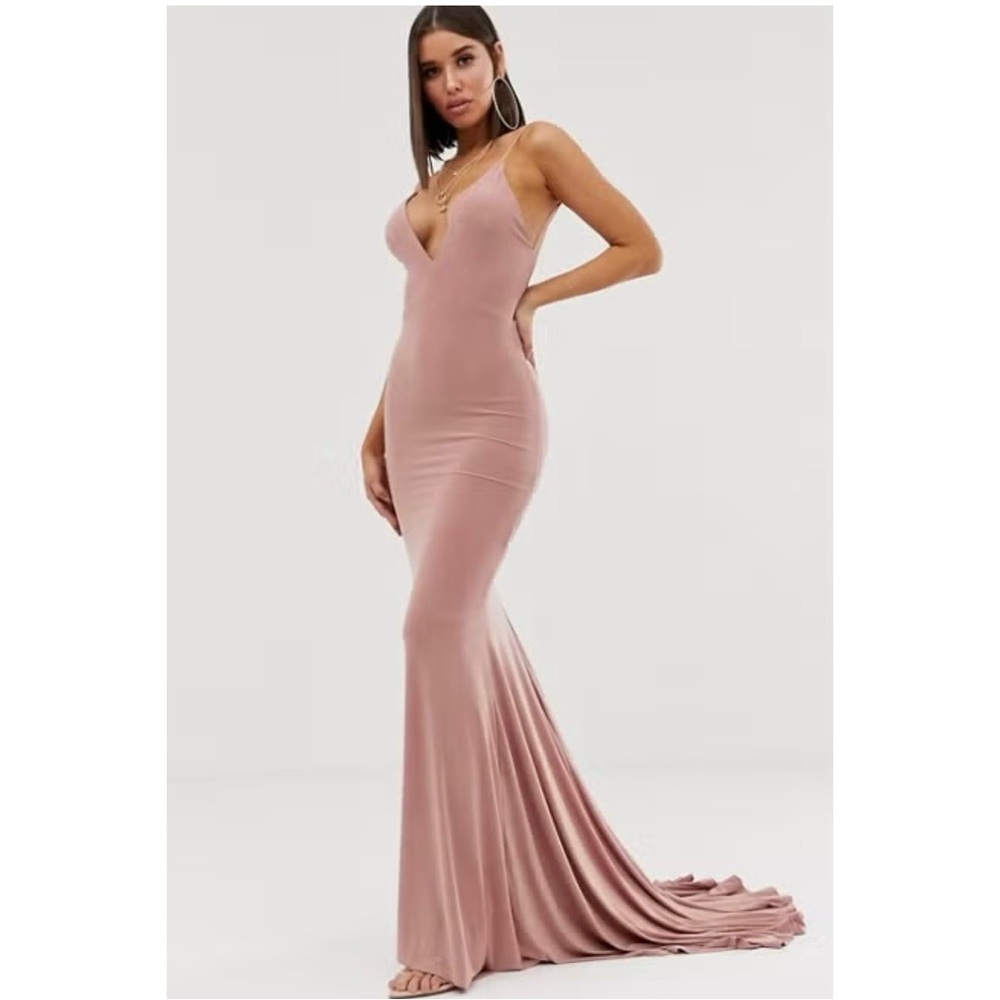 Club London Chic Mauve Blush Pink Backless Formal Dress